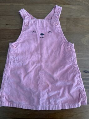 Carter's Pink Corduroy Overall Dress with Embroidered Face Size 9M